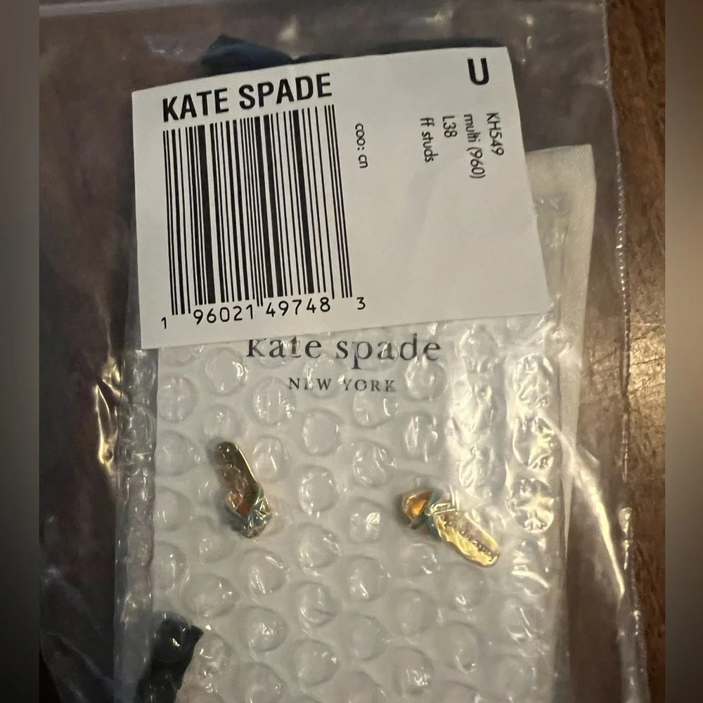 VACAY VIBE::Kate Spade New York Away We Go Flip Flop Thong Stud Earrings::NWT::